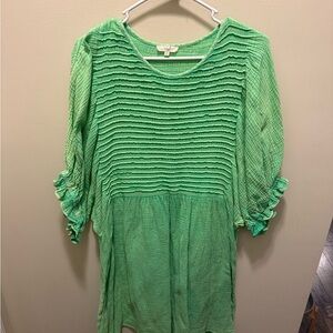 Easel Vibrant Green Textured Blouse